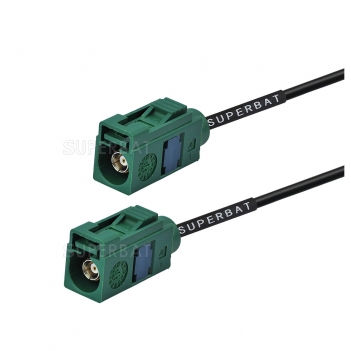 Cable assembly RG174  Fakra E GREEN female to female Green Fakra SMB coax cable
