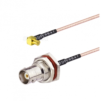 rf coaxial rg316 jumper cable with bnc female bulkhead o-ring crimp to MCX male right angle connector