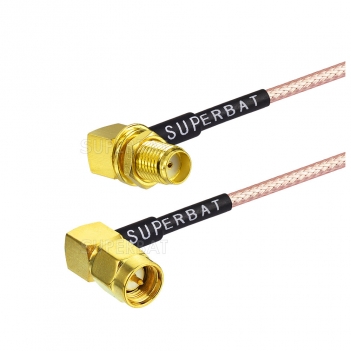 Male to female SMA right angle custom RF cable assembly for RG316