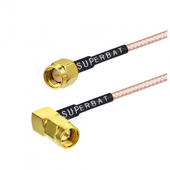 Right angle to straight male SMA custom RF coaxial cable assembly