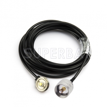 RF coaxial UHF Male PL-259 to NMO mount Jumper RG58 Extension Cable-Truck Antenna Adapter Cable for Yaesu Kenwood HYT Vertex Icom Mobile Radio