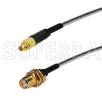 MMCX male Straight to SMA female bulkhead Pigtail Semi-flexible Cable RG405 30CM with adhesive heat shrink