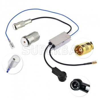 FM/AM to DAB/DAB+/FM/AM car radio aerial ISO connector converter/splitter/Amplifier