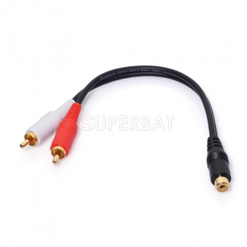 Details about  8 inch RCA Female to 2 RCA Male Gold Plated Audio Adapter Y Splitter Cable
