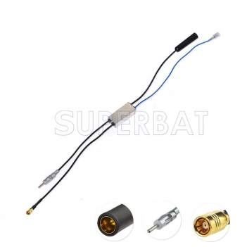 DAB Car radio antenna FM/AM to DAB/FM/AM aerial converter/splitter and SMA to SMB Aerial adaptor cable