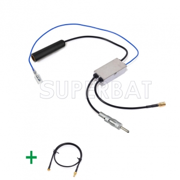 DAB Car radio aerial FM/AM to DAB/FM/AM antenna converter/splitter With MMCX Aerial adaptor cable