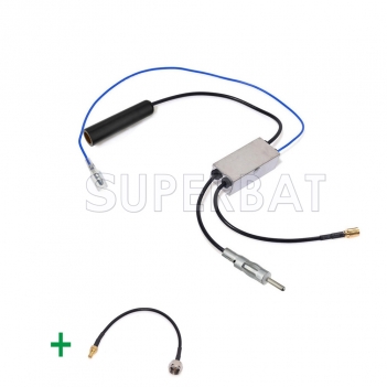 FM/AM to DAB/DAB+/FM/AM car radio aerial/antenna Amplifier/converter/splitter + F connector Aerial adaptor cable