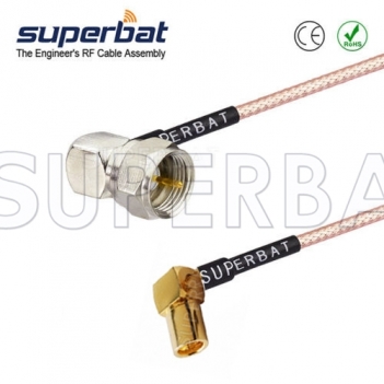 75 Ohm F to SMB cable assembly F Male RA to SMA R/A right angle RG179 cable
