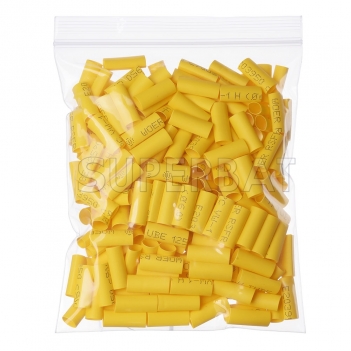 Wire Wrap Sleeve 6 mm Dia 20 mm Long Heat Shrink Tubing 100Pcs yellow for KSR195 RG58 cable