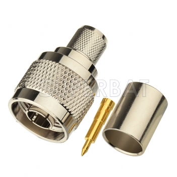 High precision 50 ohm N Plug Male RF Coaxial Connector Straight Crimp for LMR400 RG8 Cable