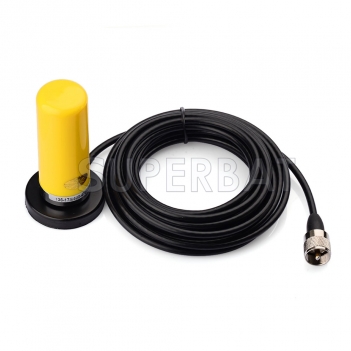 VHF/UHF Dual Band Mobile/yellow Vehicle Radio Antenna with Magnetic Base 5m Cable