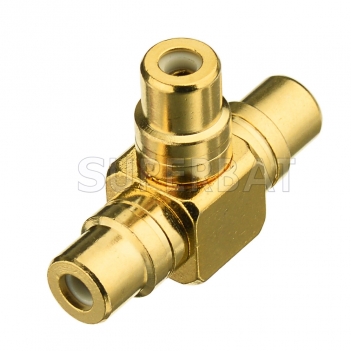 1 To 2 RCA Female Splitter -Gold Plated- Phono Audio Video Y/T Adapter Connector
