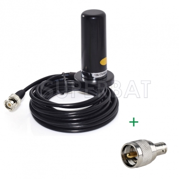 Vehicle/car Mobile Radio 9cm Antenna Magnetic Base Mount 5M Cable VHF/UHF Dual Band and BNC to UHF connector Adapter