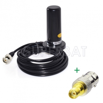 Vehicle/car Mobile Radio 9cm Antenna Magnetic Base Mount 5M Cable VHF/UHF Dual Band and BNC to SMA connector Adapter