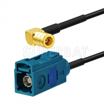 Fakra Jack Z Straight to SMB Plug RA pigtail cable RG174