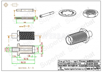 Superbat SMA Female Bulkhead Solder RF Connector for Semi-rigid 0.086" Cable RG405