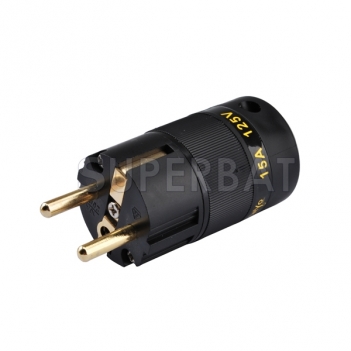 New FP-02EU Gold Plated Schuko EU Mains plug connector