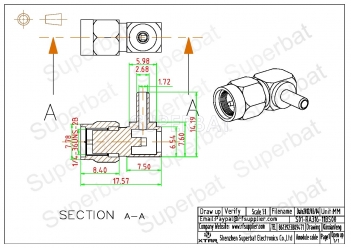 SMA Male Right Angle Crimp Connector for RG316 RG174