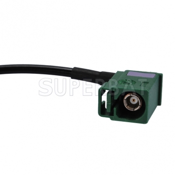 BNC Plug Straight to Fakra Jack "E" 6002 Green Female Right Angle Pigtail Cable RG174 Coax Antenna Extension Cable