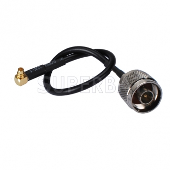 RF cable assembly MMCX male Right Angle to N male straight pigtail cable RG174