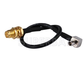 RP-SMA Female bulkhead to TS-9 Male Right Angle RG174 3G Wireless Modem Extension Adapter Cable For Huawei USB Modem