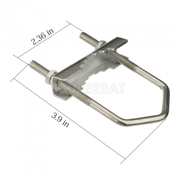 U Bolt Clamp 3.9" High x 2.36" Wide Mast Clamp Support Bracket Mast Pipe Bracket Connection Assembly