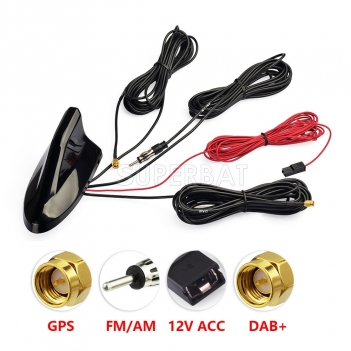Car Roof Top Shark Fin Antenna,Vehicle GPS Navigation System DAB+ Receiver Digital Radio USB Stick Car Stereo FM/AM Radio Combined Amplified Antenna