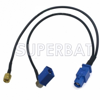Cable Fakra C Male to Fakra C female right angle / SMA Male Adapter V type Splitter Cable Pigtail RG174 20CM for Fakra GPS Modul Tracking Antenna