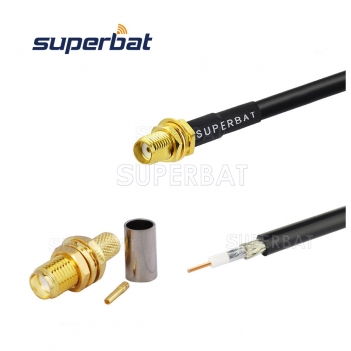 Custom RF Cable Assembly SMA Jack Straight Bulkhead pigtail cable Using LMR-195 RG58 RG142 RG400 Coax