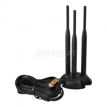 Superbat Dual Band WiFi 2.4GHz 5.8GHz Magnetic Base RP-SMA Antenna (Three Antennas) for WiFi Wireless Router Gateway PCI Express Network Cards Adapter
