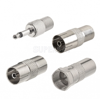 F Type to TV Male Female Connector Adapter Kit (4-Pack) for Radio and Stereo Receiver