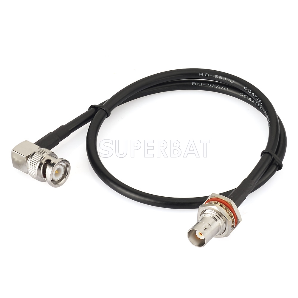 3 feet RG58 TNC FEMALE BULKHEAD to TNC Male Angle Pigtail Jumper RF coaxial cable 50ohm High Quality Quick USA Shipping 