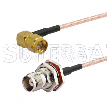 SMA Male Right Angle to TNC Female Bulkhead Cable Using RG316 Coax