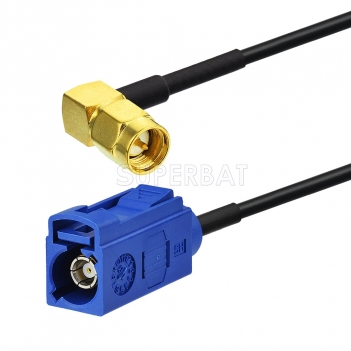 Superbat Fakra C Female to SMA Male Right Angle RG174 15cm GPS Pigtail Coax Cable for GPS Antenna