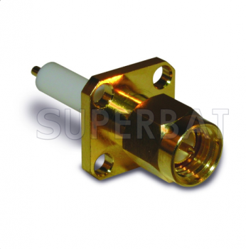Superbat RF Connector SMA Straight Plug Male Round Post 4-Hole Flange with long insulator solder post