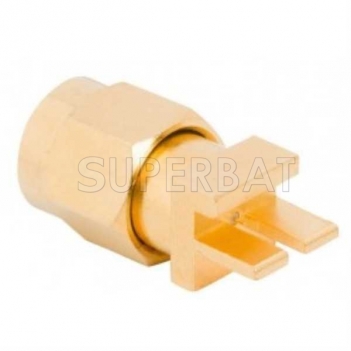 SMA Male Plug Slide-On Round Flange Straight Connector for .068 inch PCB End Launch