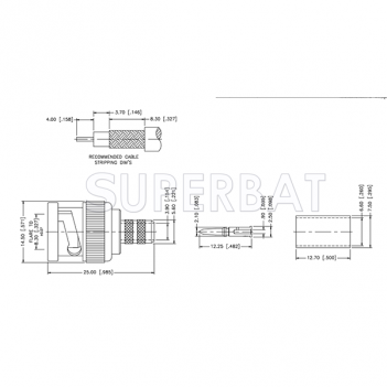 75 Ohm Superbat BNC Plug Straight Crimp Connector for RG-59