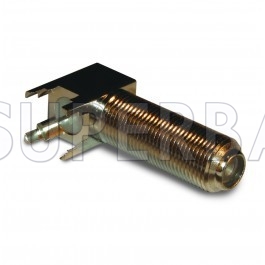 F Type Jack Female Right Angle PCB Mount RF Connector 75 Ohm with Post Terminal