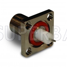 F Type Female Jack Round Post 4 Hole Flang Coaxial Connector 75 Ohm
