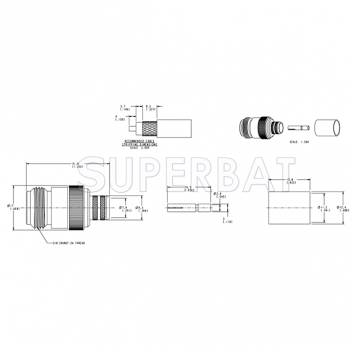 Superbat N Type Jack Female 50 Ohm Crimp Connector For KSR-400 RG-214 Coaxial Cable