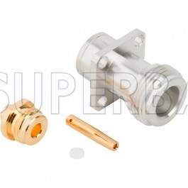 Superbat N Type Jack Female Straight Panel 4 Holes Flange Solder Connector for .141 Semi-Rigid Cable