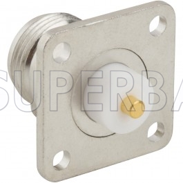 Superbat N 50 Ohm Type Straight Jack 0.29 Inches Round Post 4-Hole Flange Connector