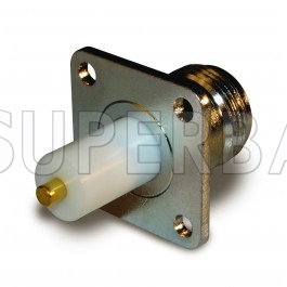 Superbat N 50 Ohm Type Straight Jack 0.705 Inches Round Post 4-Hole Flange Connector