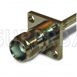 TNC Female Jack Solder 4-Hole Flange Straight Connector 50 Ohm for 0.141" Semi-Rigid Cable