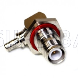 TNC Jack (male pin) Crimp Right Angle Reverse Polarity Bulkhead ARC Connector with O-ring for LMR-200