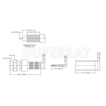 Superbat SMC Straight Crimp Plug Connector for LMR-195 KSR-195 Coax Cable 50 Ohm