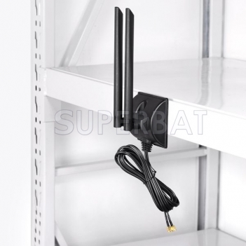 Superbat 700-960/1710-2700MHz Magnetic Base 4G LTE Cellular Dual Antenna with Extension Cable 6.56Ft SMA TS9 Connector