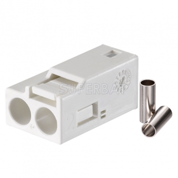 Superbat FAKRA Jack Code B White Double Socket Connector for Coaxial Cable RG316 RG174