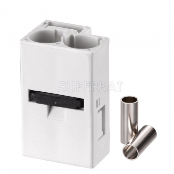 Superbat FAKRA Jack Code B White Double Socket Connector for Coaxial Cable RG316 RG174
