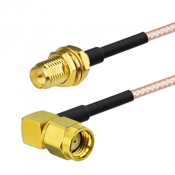 Reverse Polarity (RP-SMA) Female Bulkhead Jack Straight to RP-SMA Male Right Angle RP-SMA Extention Cable Assembly